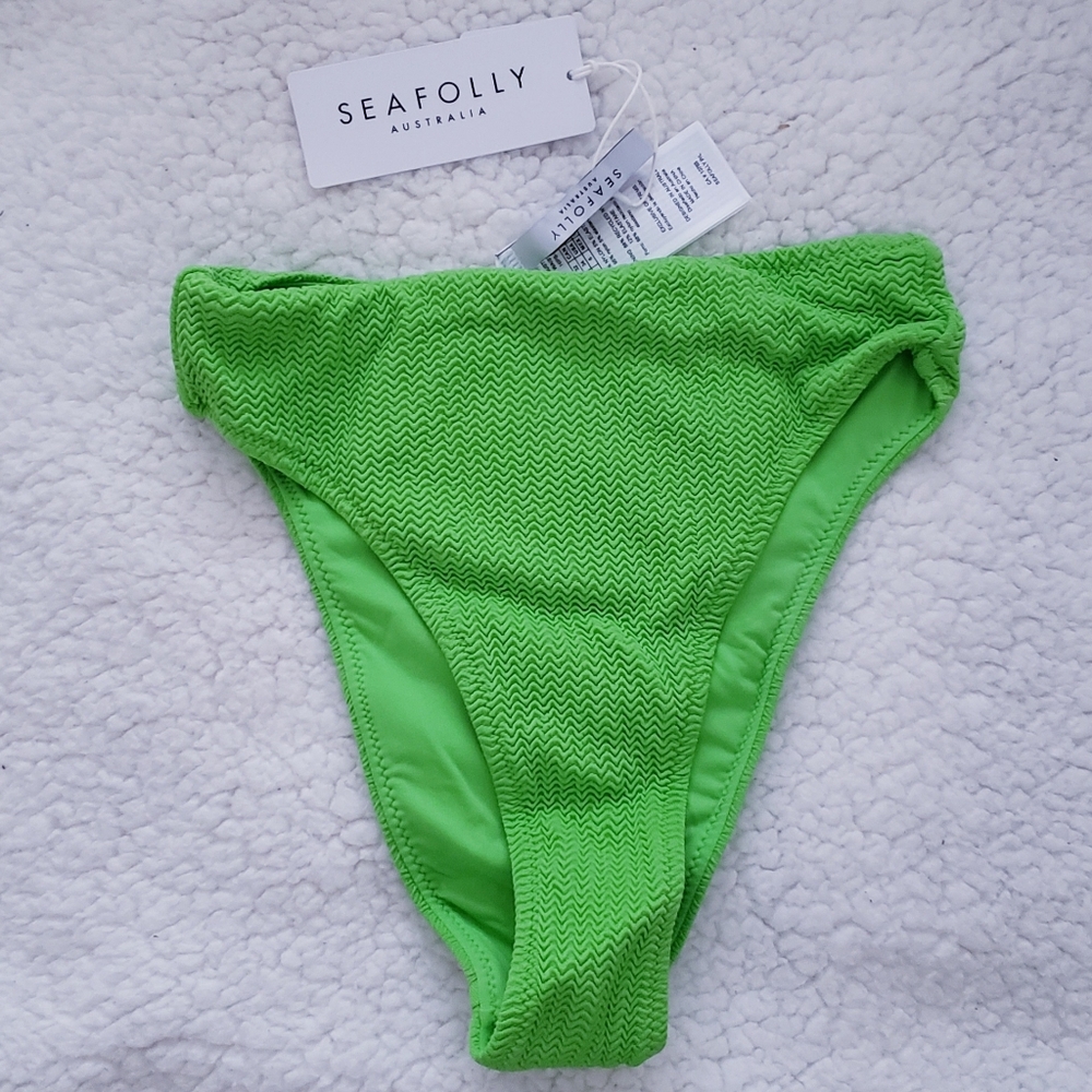 Seafolly Sea Dive Bright Green High Rise Bikini Bottom